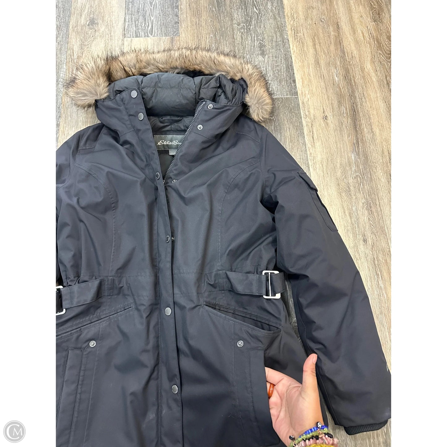 Coat Parka By Eddie Bauer In Black, Size: L