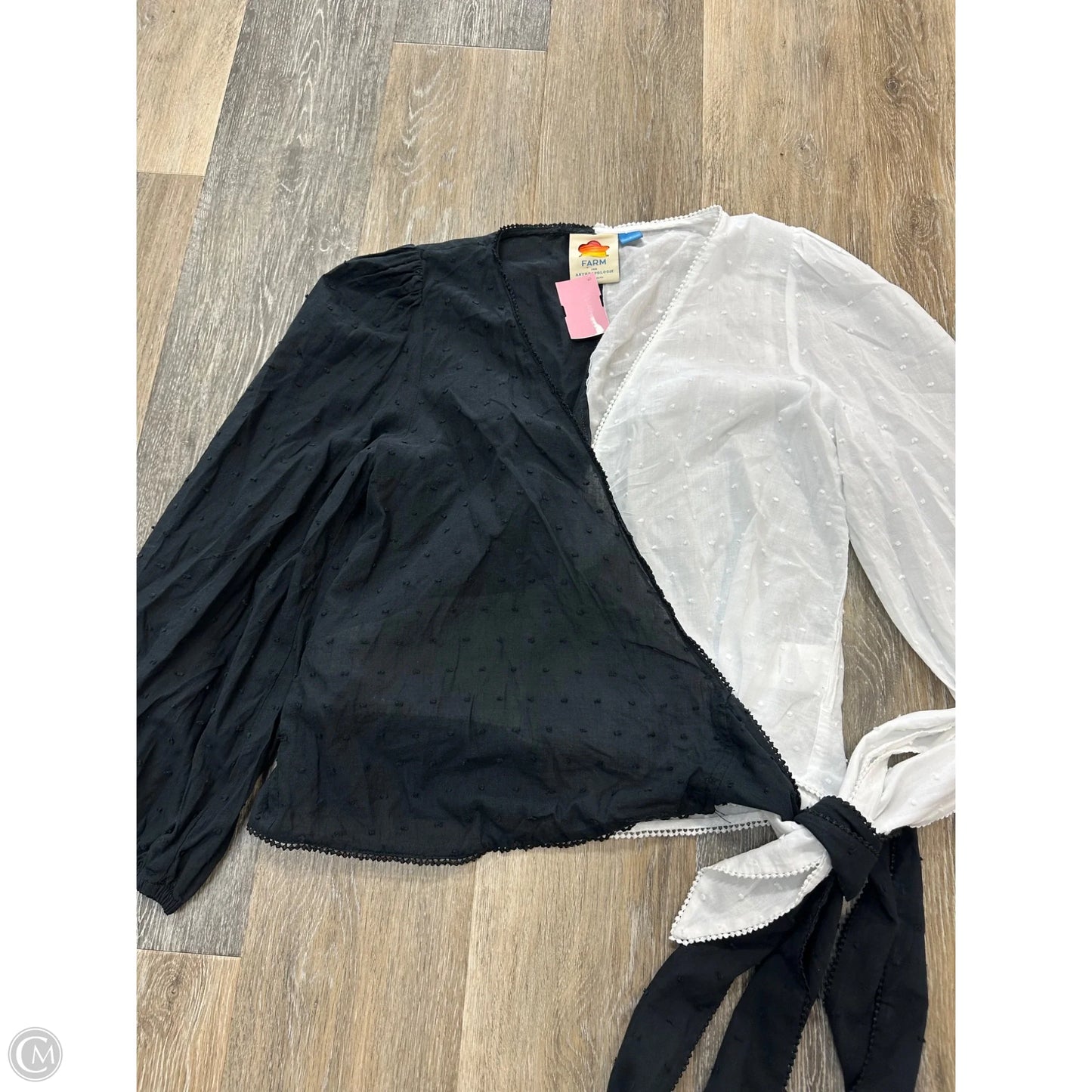 Blouse Long Sleeve By Farm Rio In Black & White, Size: S