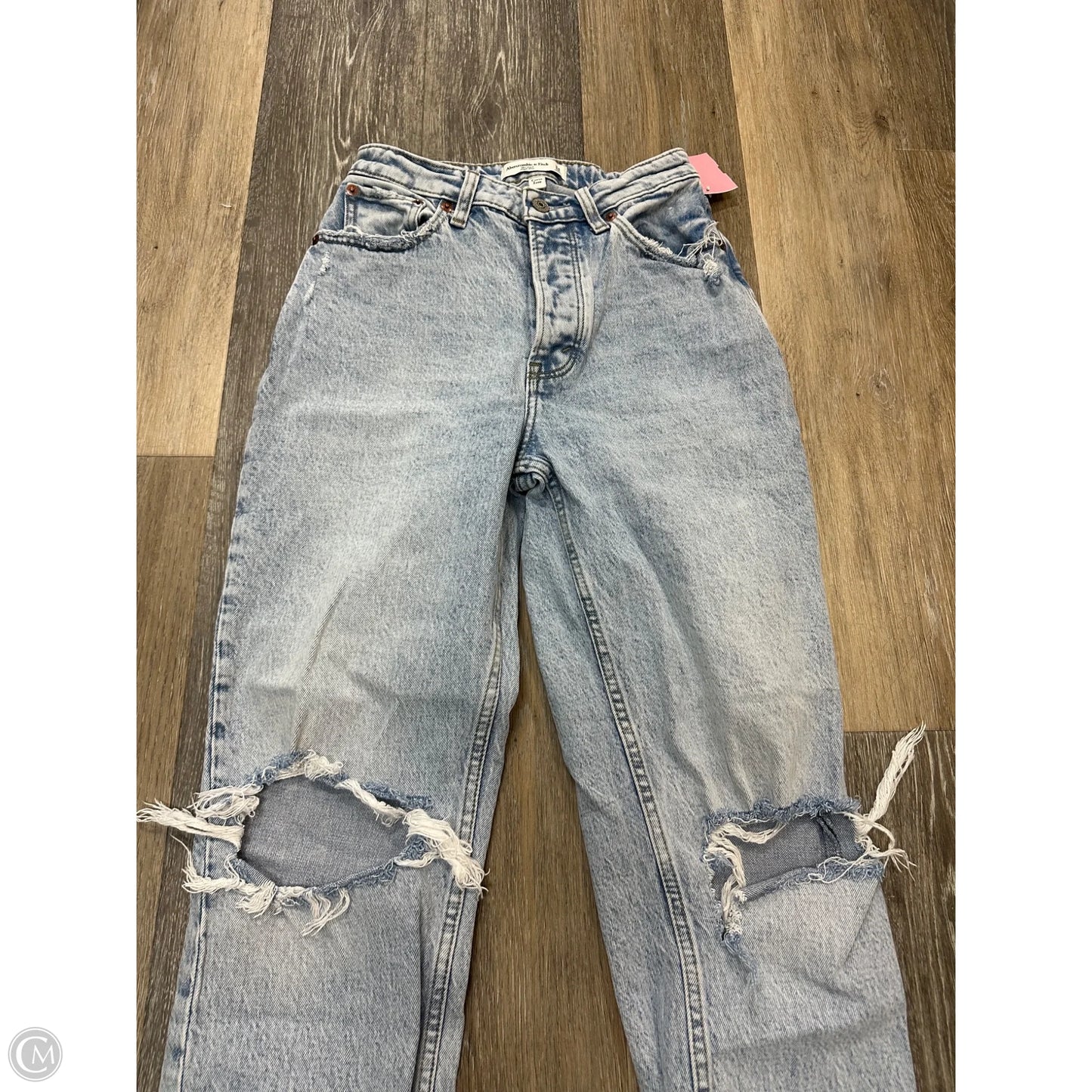 Jeans Straight By Abercrombie And Fitch In Blue Denim, Size: 00 Short
