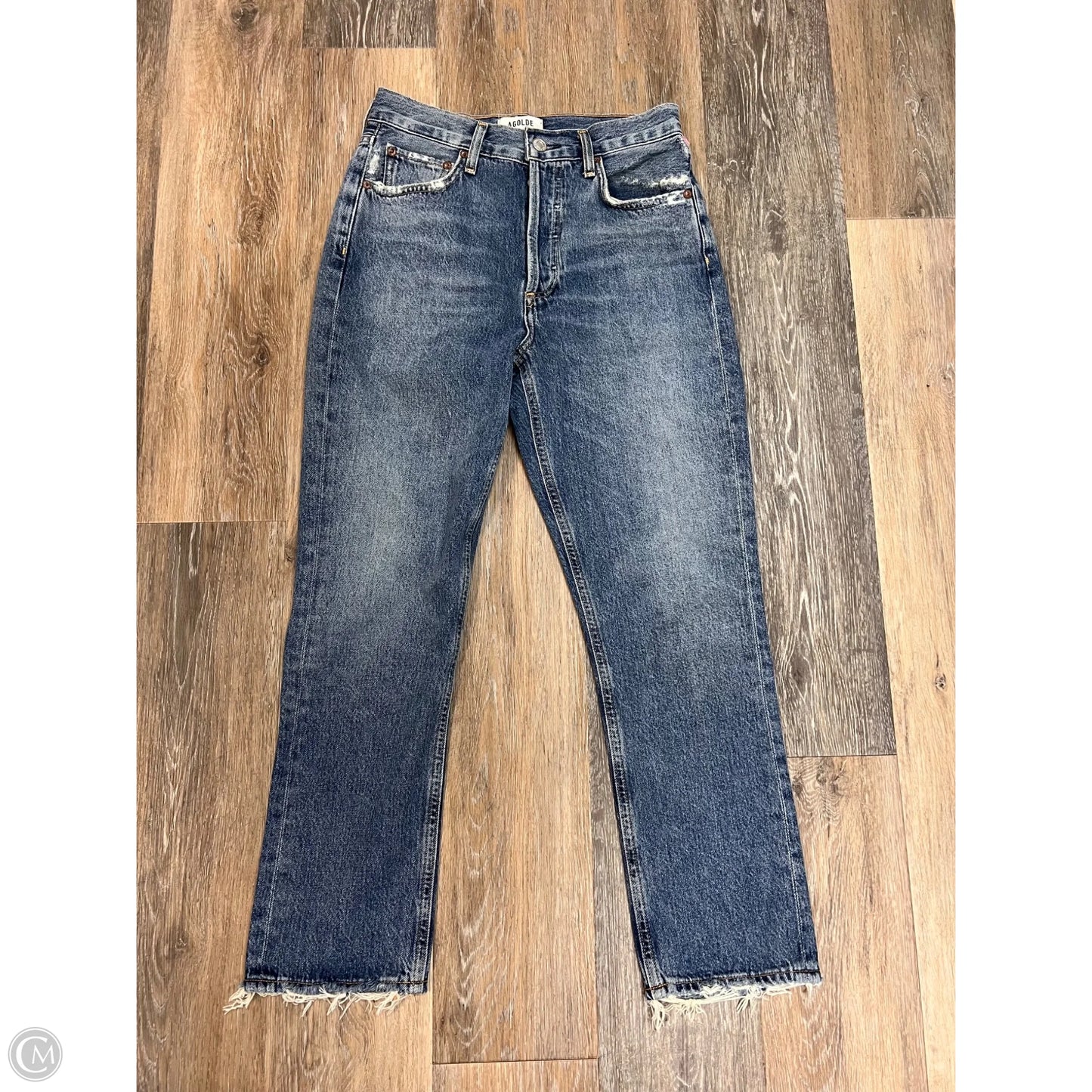 Jeans Straight By Agolde In Blue Denim, Size: 1/25