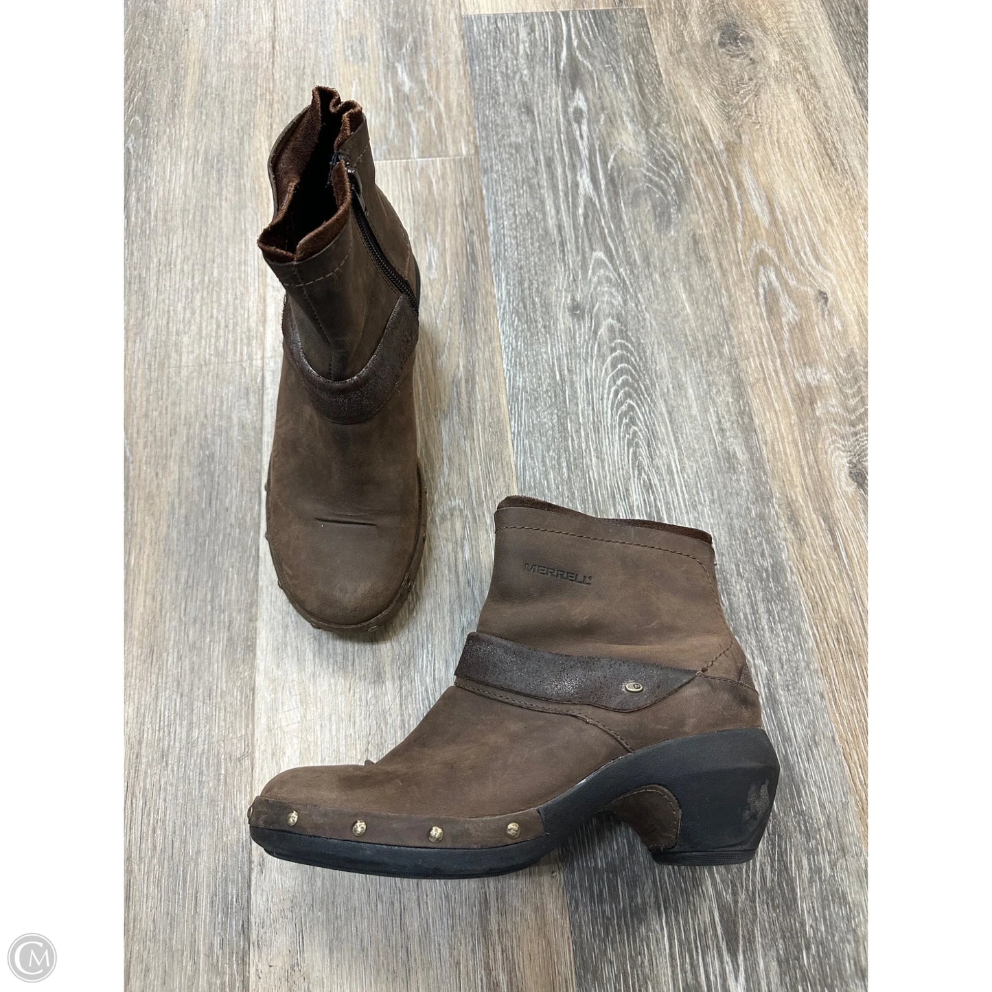 Boots Ankle Heels By Merrell In Brown, Size: 6