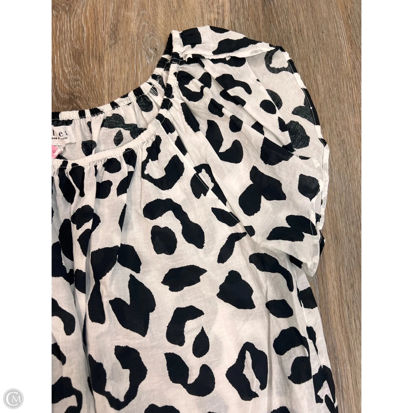 Blouse Short Sleeve By Velvet By Graham & Spencer In Black & White, Size: L