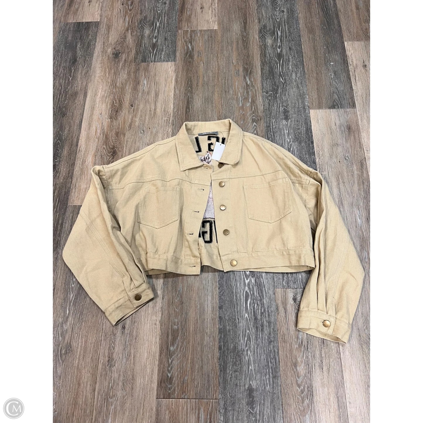 Jacket Denim By Blue B In Tan Denim, Size: L