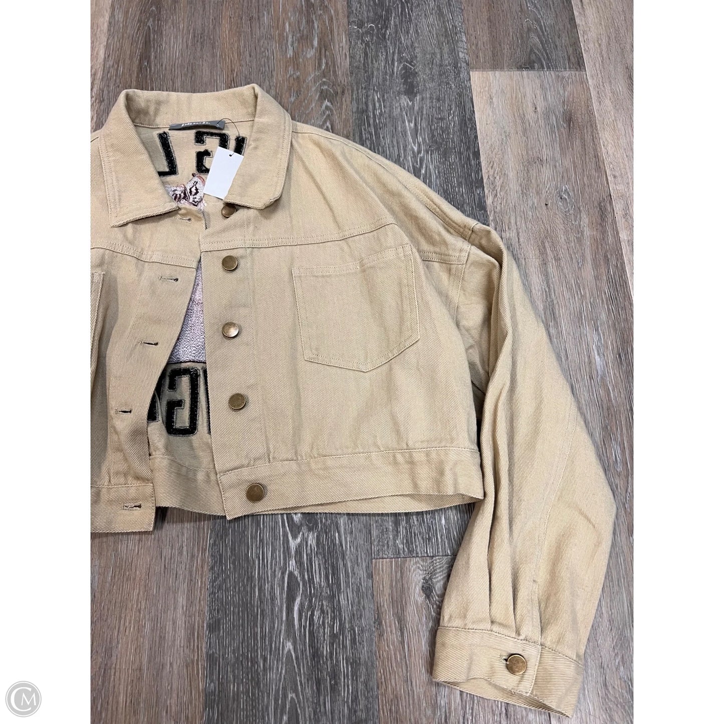 Jacket Denim By Blue B In Tan Denim, Size: L
