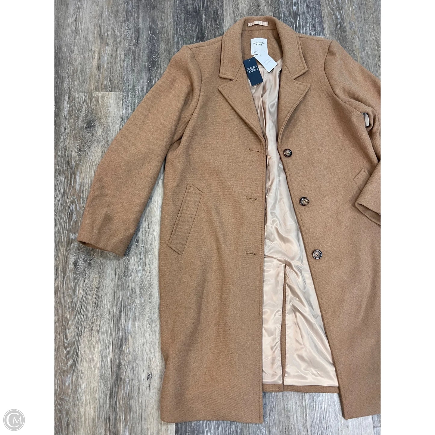 Coat Trench Coat By Abercrombie And Fitch In Tan, Size: L