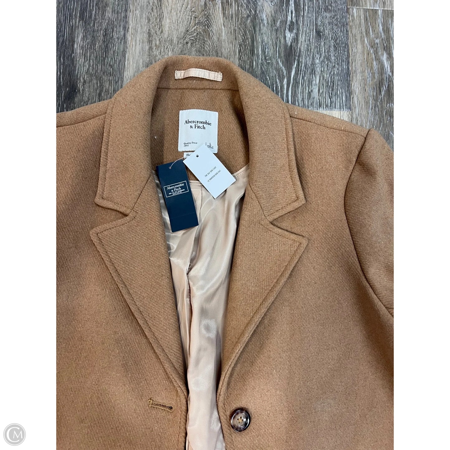 Coat Trench Coat By Abercrombie And Fitch In Tan, Size: L