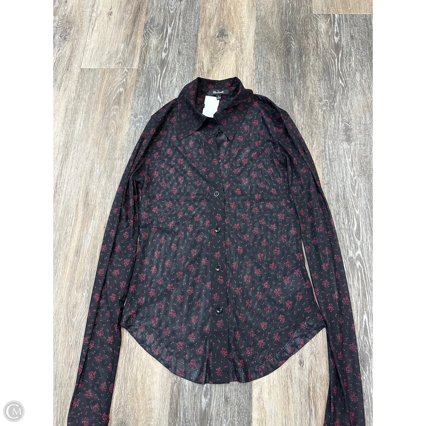 Blouse Long Sleeve By Madewell In Black & Red, Size: S