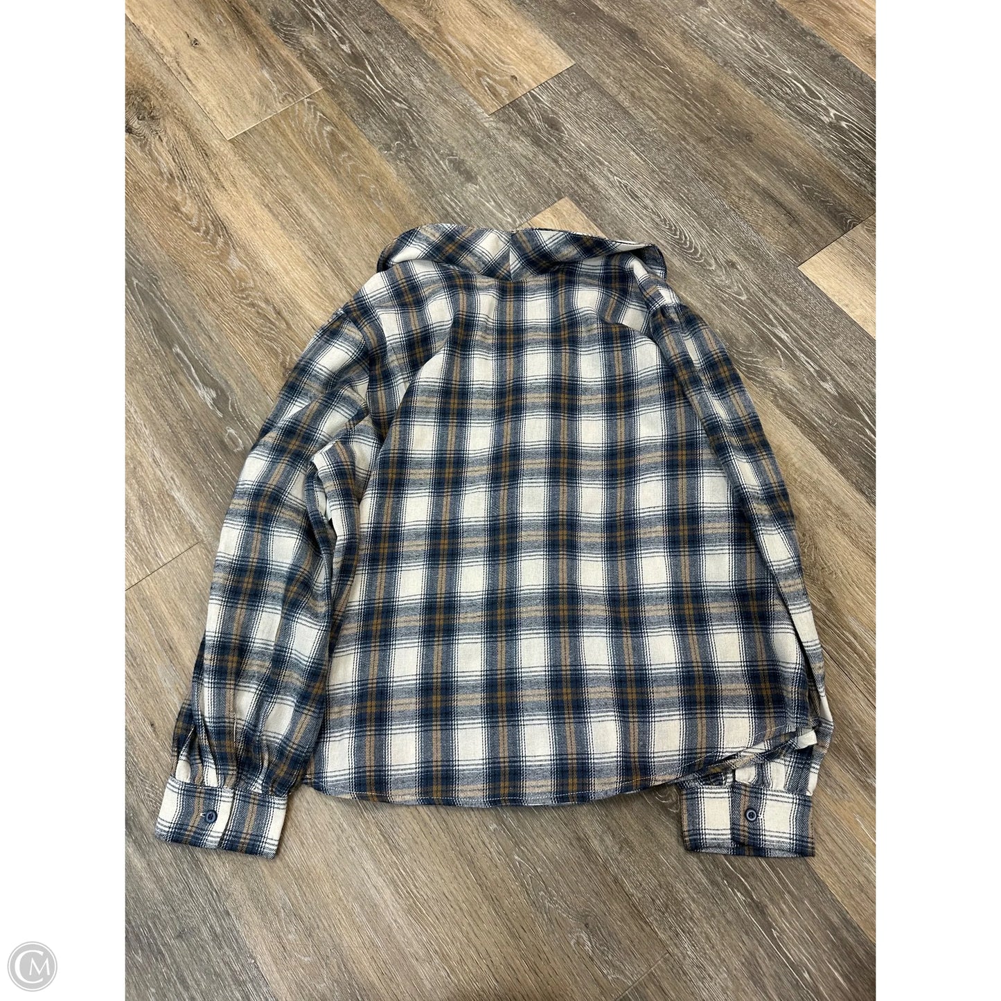 Blouse Long Sleeve By Sunday Edition In Plaid Pattern, Size: L