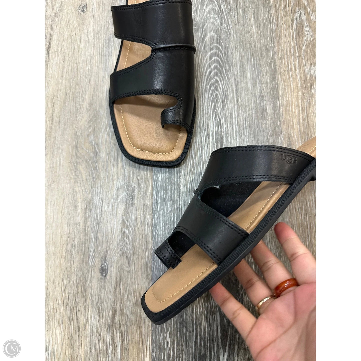 Sandals Designer By Ugg In Black, Size: 6.5
