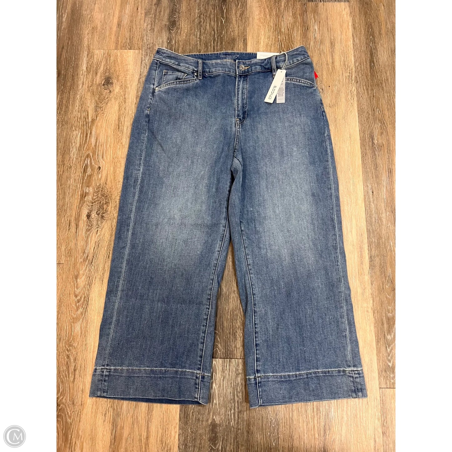 Jeans Trouser Crop By Chicos In Blue Denim, Size: 14