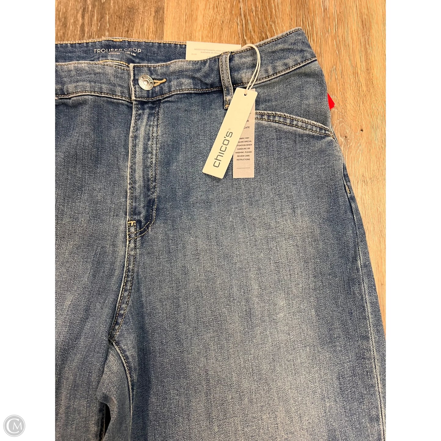 Jeans Trouser Crop By Chicos In Blue Denim, Size: 14
