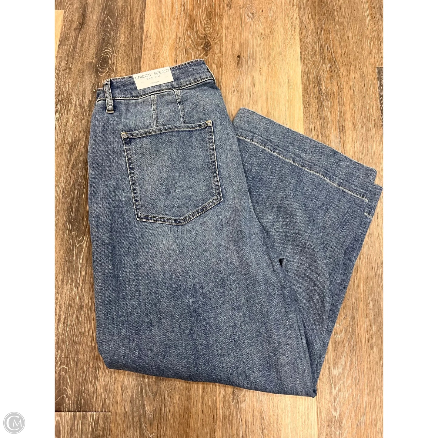 Jeans Trouser Crop By Chicos In Blue Denim, Size: 14