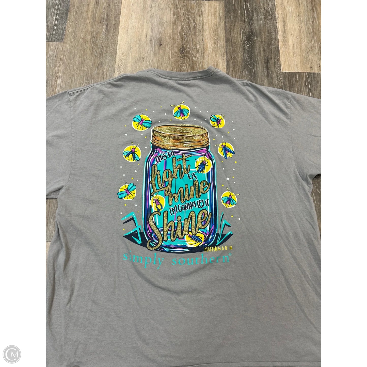 Top Short Sleeve By Simply Southern In Grey, Size: Xxl