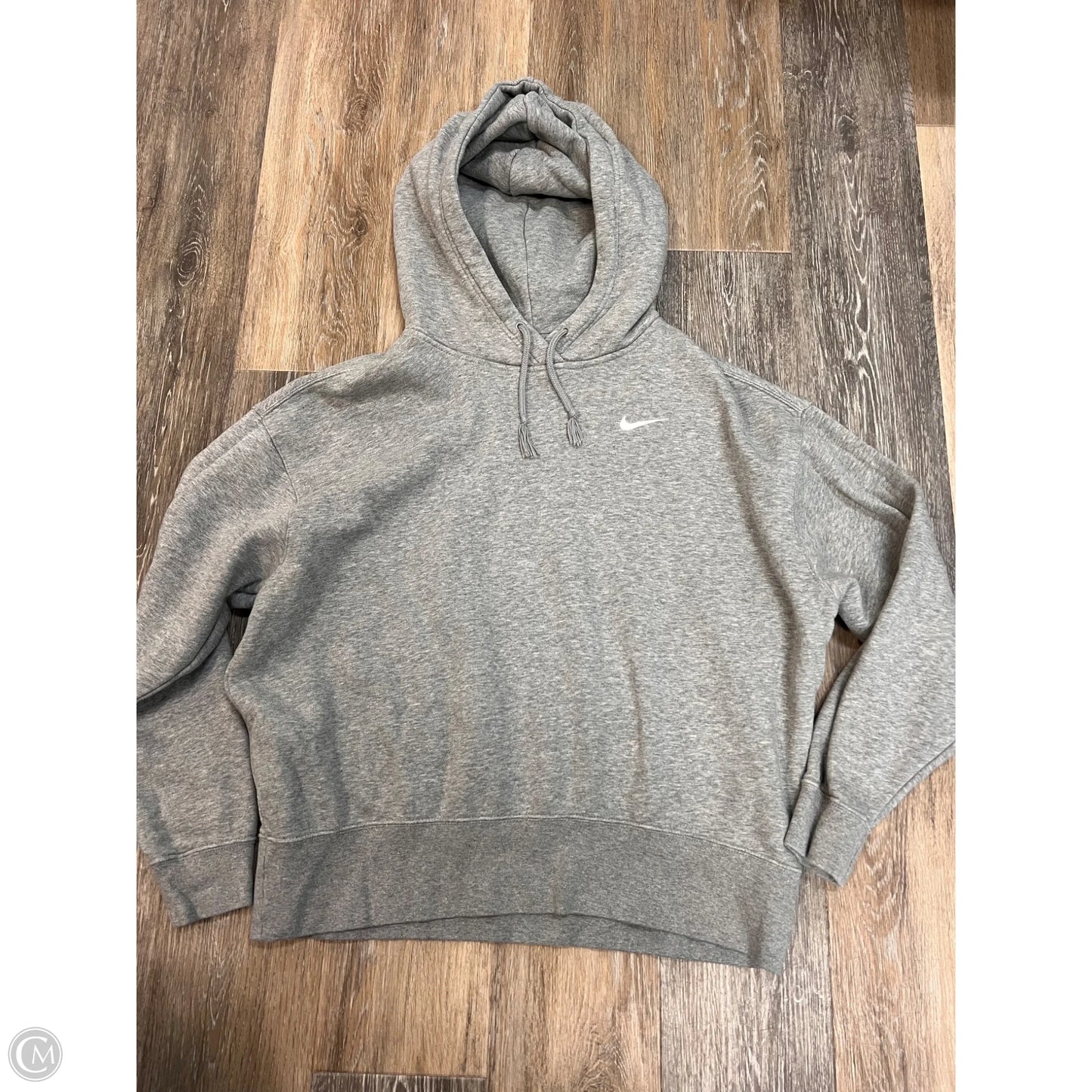 Athletic Sweatshirt Hoodie By Nike Apparel In Grey, Size: M
