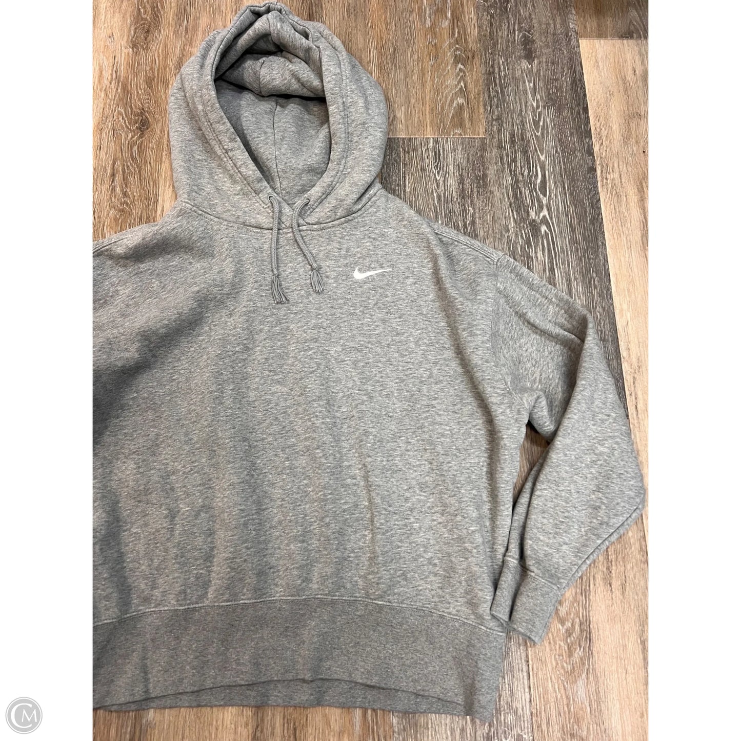 Athletic Sweatshirt Hoodie By Nike Apparel In Grey, Size: M