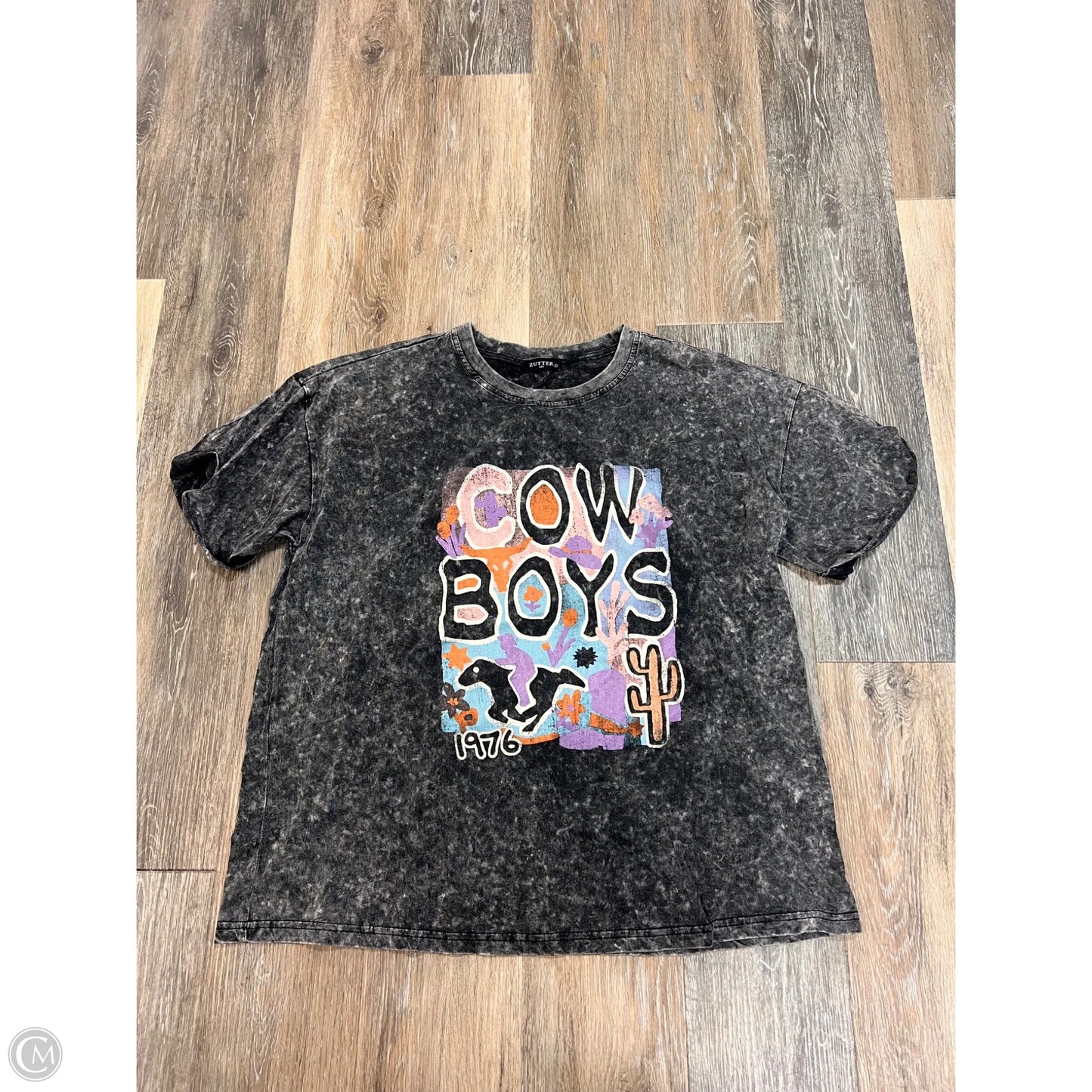 Top Short Sleeve By Zutter In Grey, Size: L