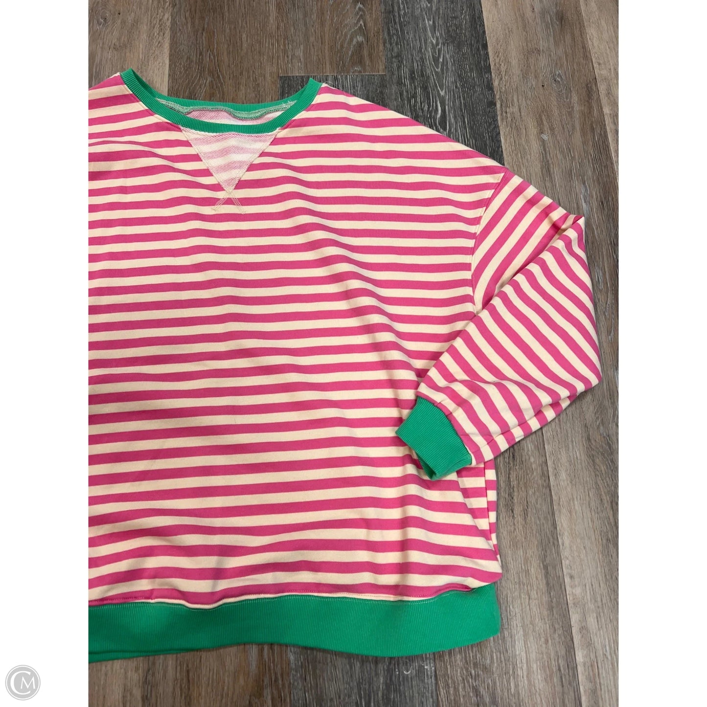 Top Long Sleeve By Clothes Mentor In Cream & Pink, Size: Xxl