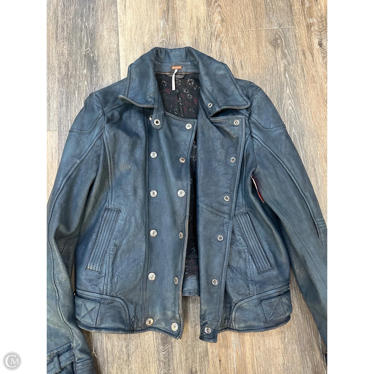 Jacket Leather By Free People In Blue, Size: M