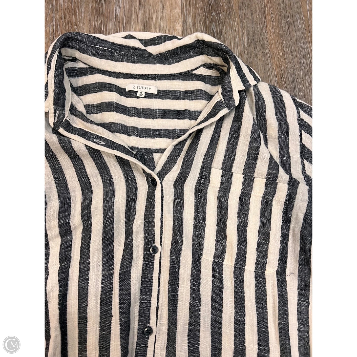 -Blouse Long Sleeve By Z Supply In Striped Pattern, Size: Xl