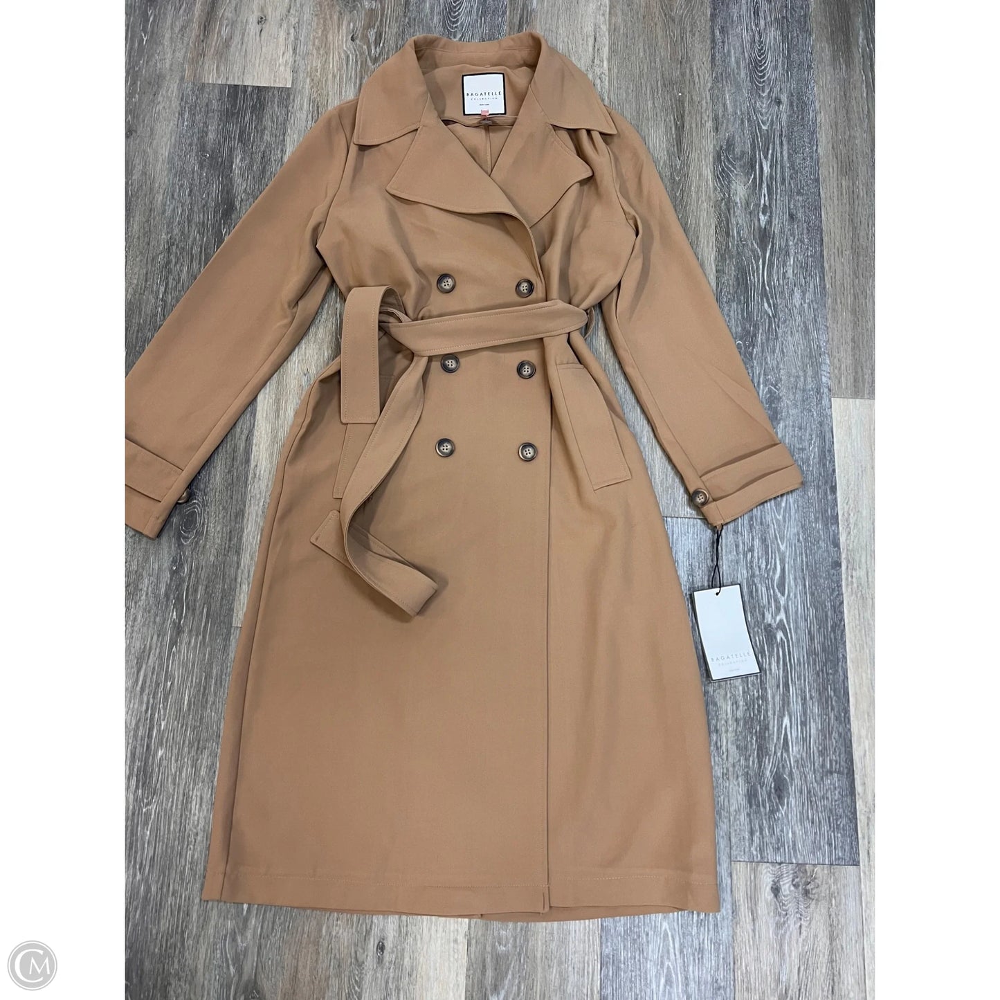 Coat Trench Coat By Bagatelle In Tan, Size: M