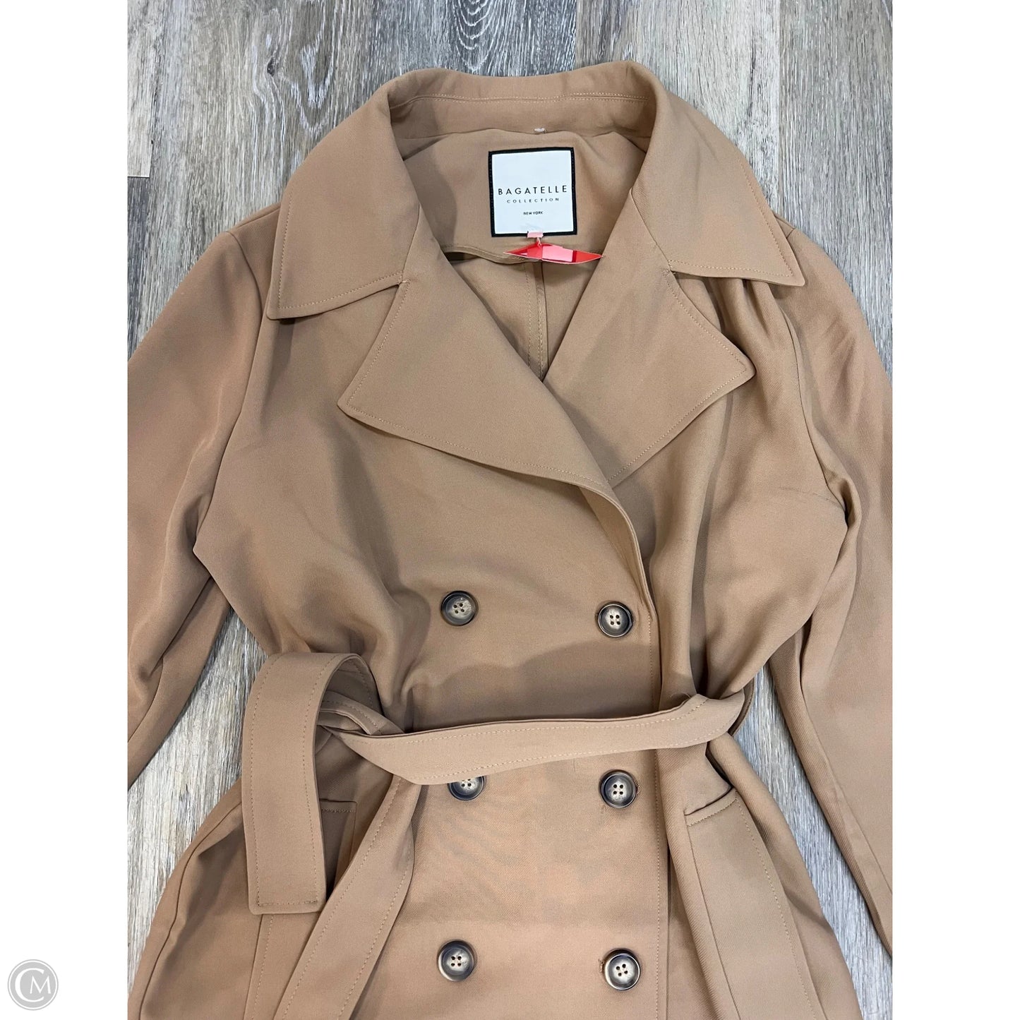 Coat Trench Coat By Bagatelle In Tan, Size: M