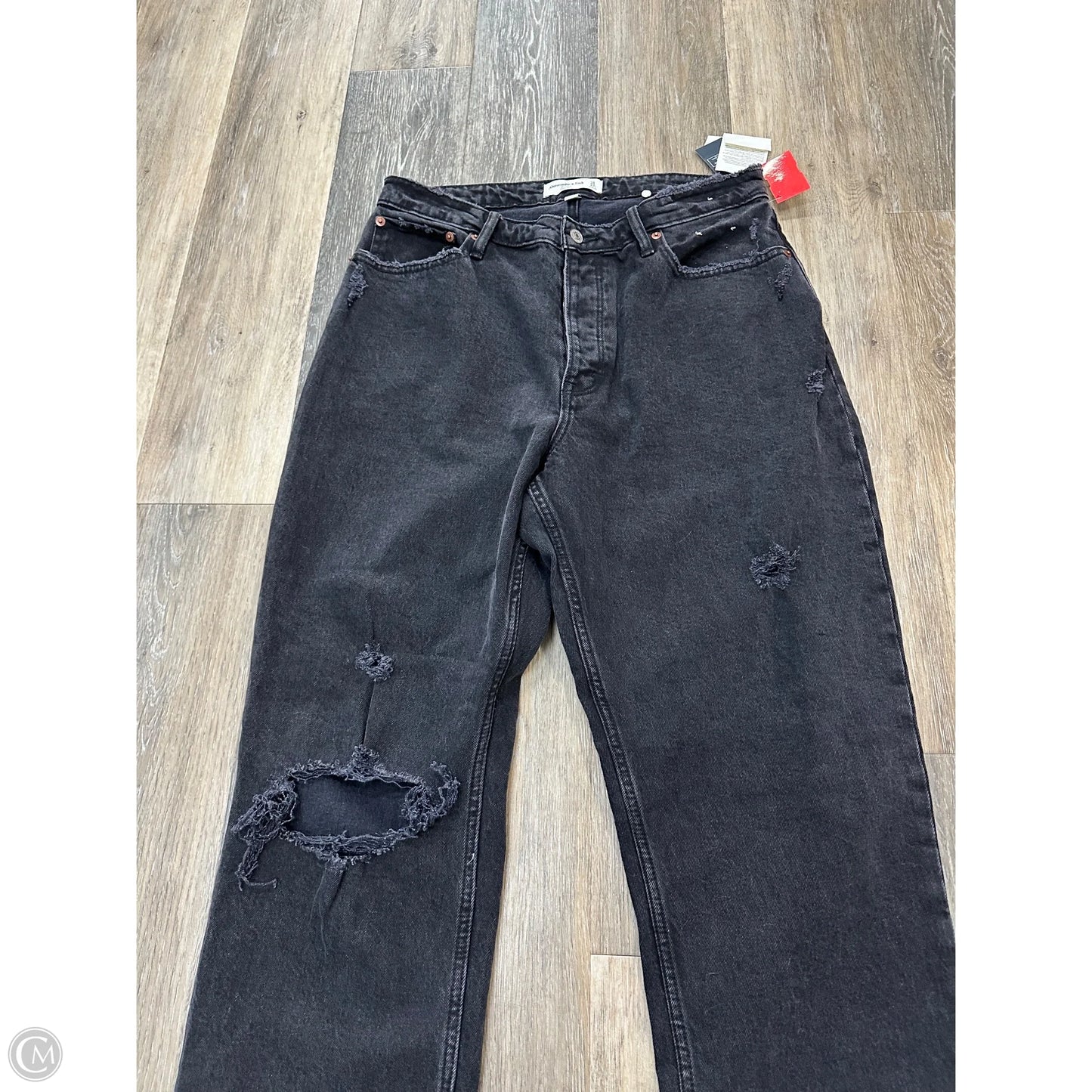 Jeans Straight By Abercrombie And Fitch In Black Denim, Size: 12
