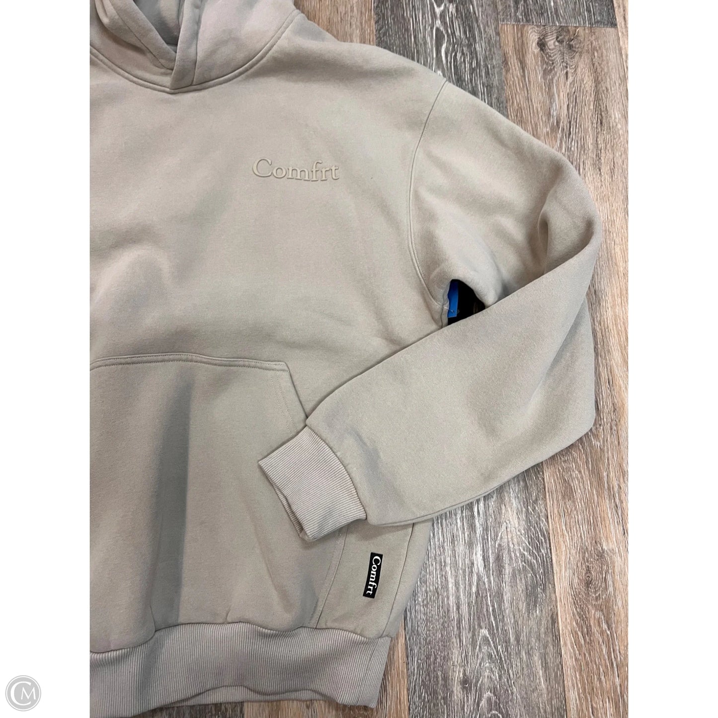 Athletic Sweatshirt Hoodie By Comfrt In Beige, Size: S