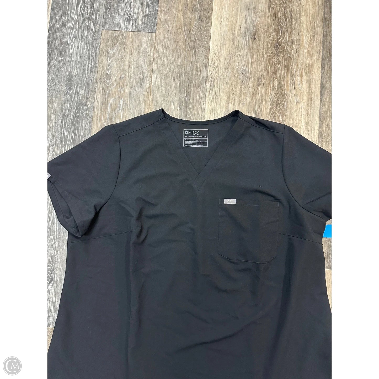 Athletic Top Short Sleeve By Figs In Black, Size: 4x