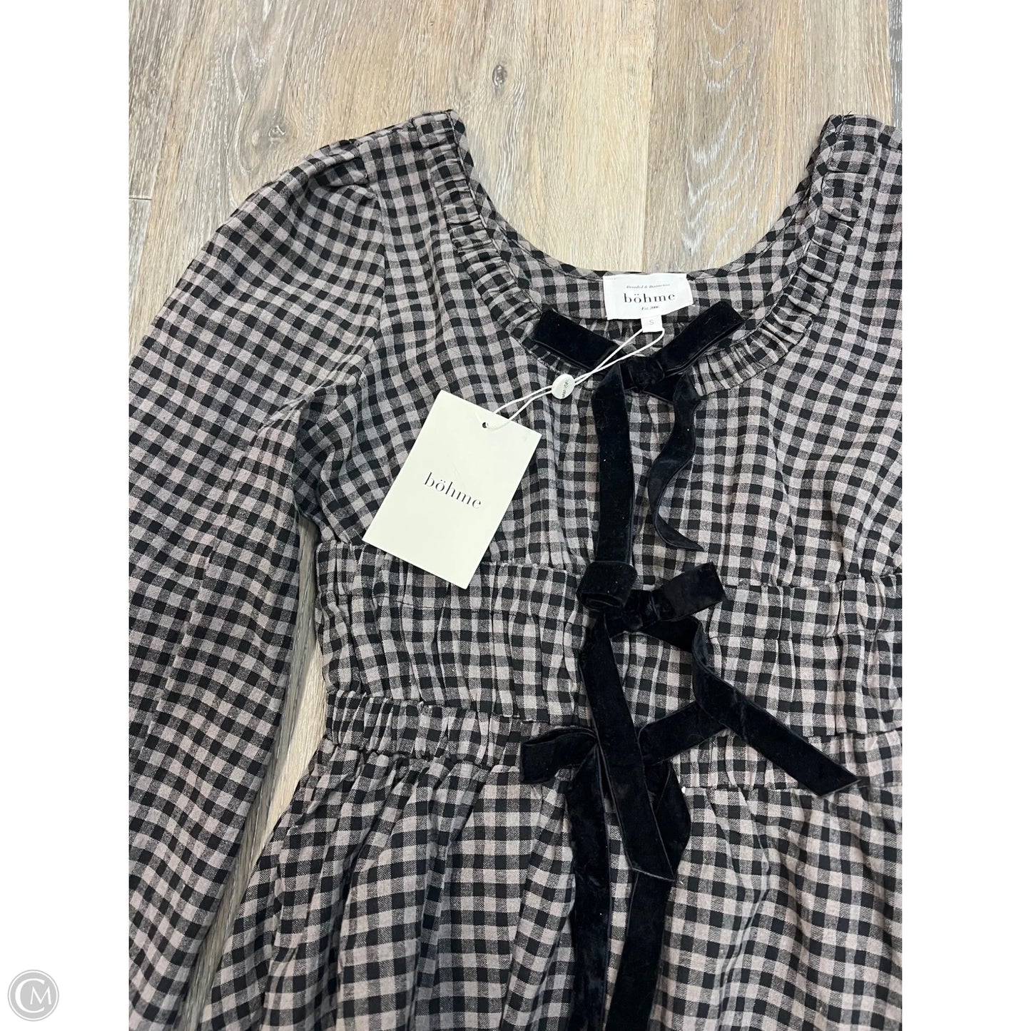 -Blouse Long Sleeve By Bohme In Checkered Pattern, Size: S