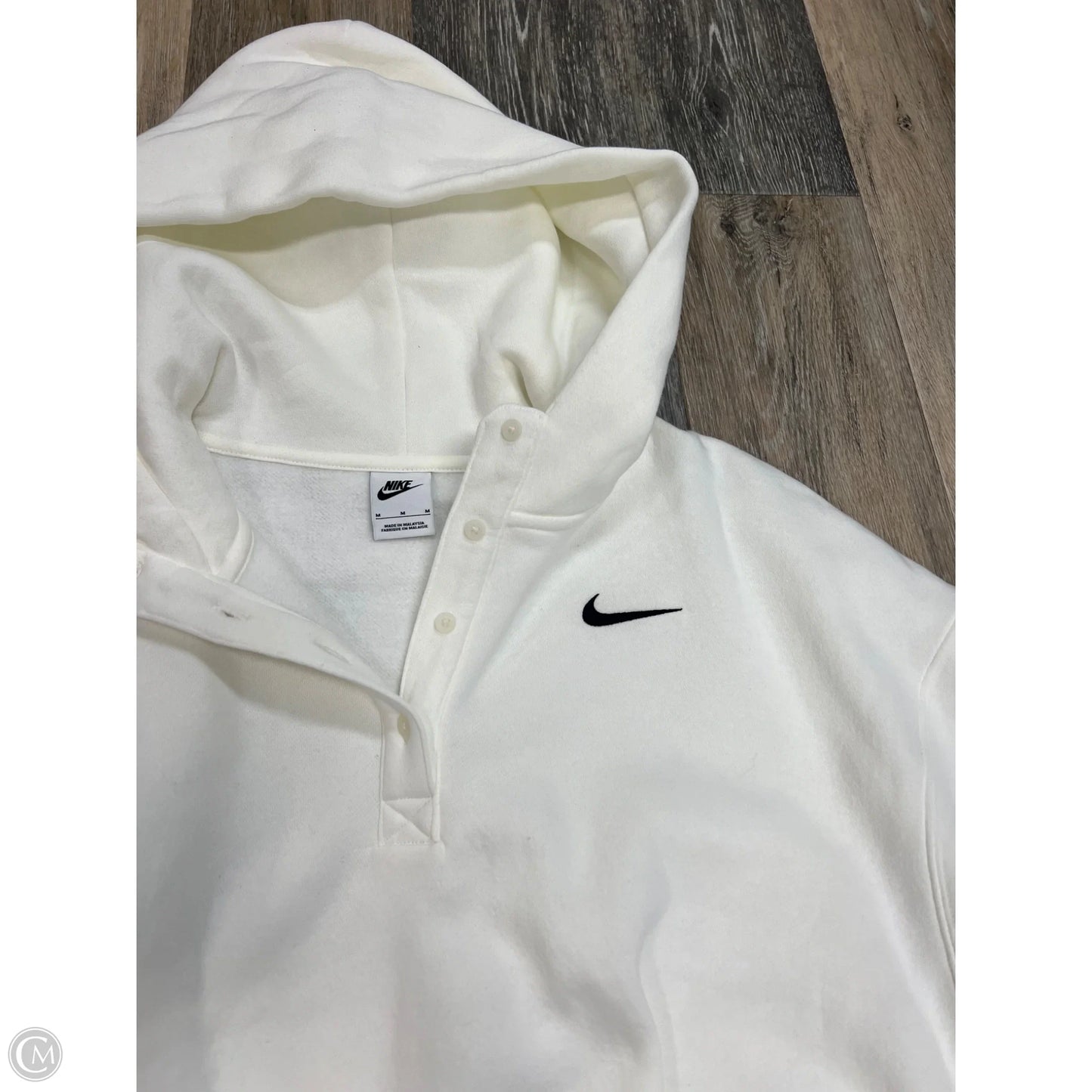 Athletic Sweatshirt Hoodie By Nike Apparel In Cream, Size: M