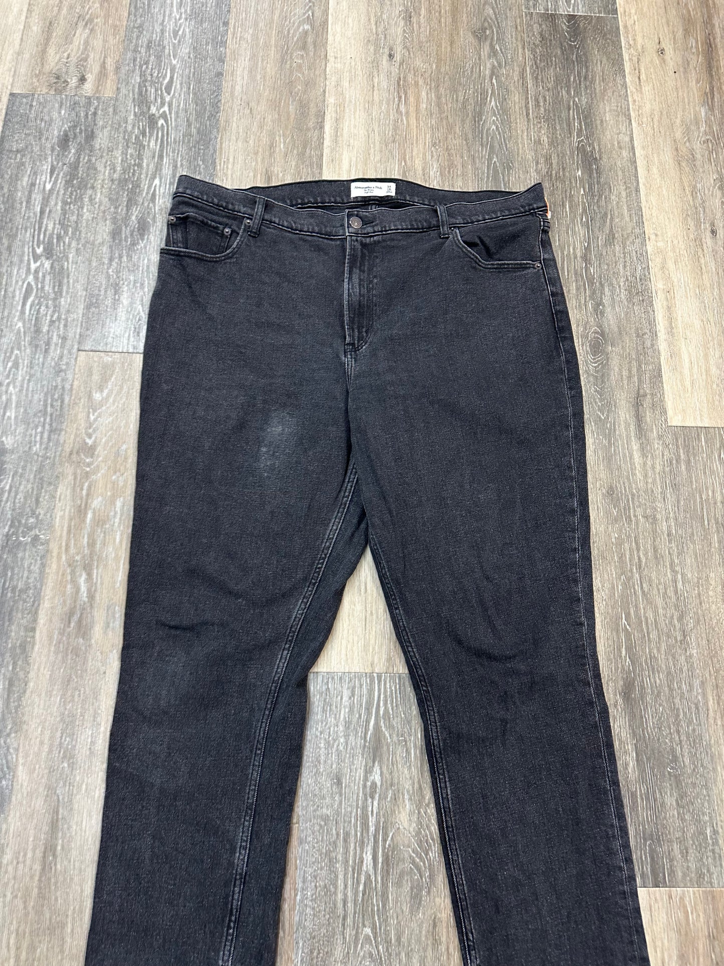 Jeans Skinny By Abercrombie And Fitch In Black Denim, Size: 18L