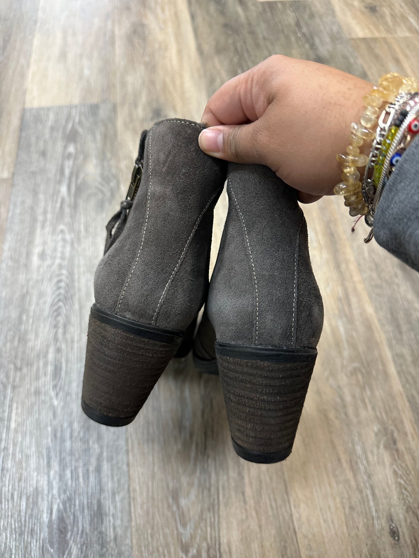 Boots Ankle Heels By Taos In Grey, Size: 10