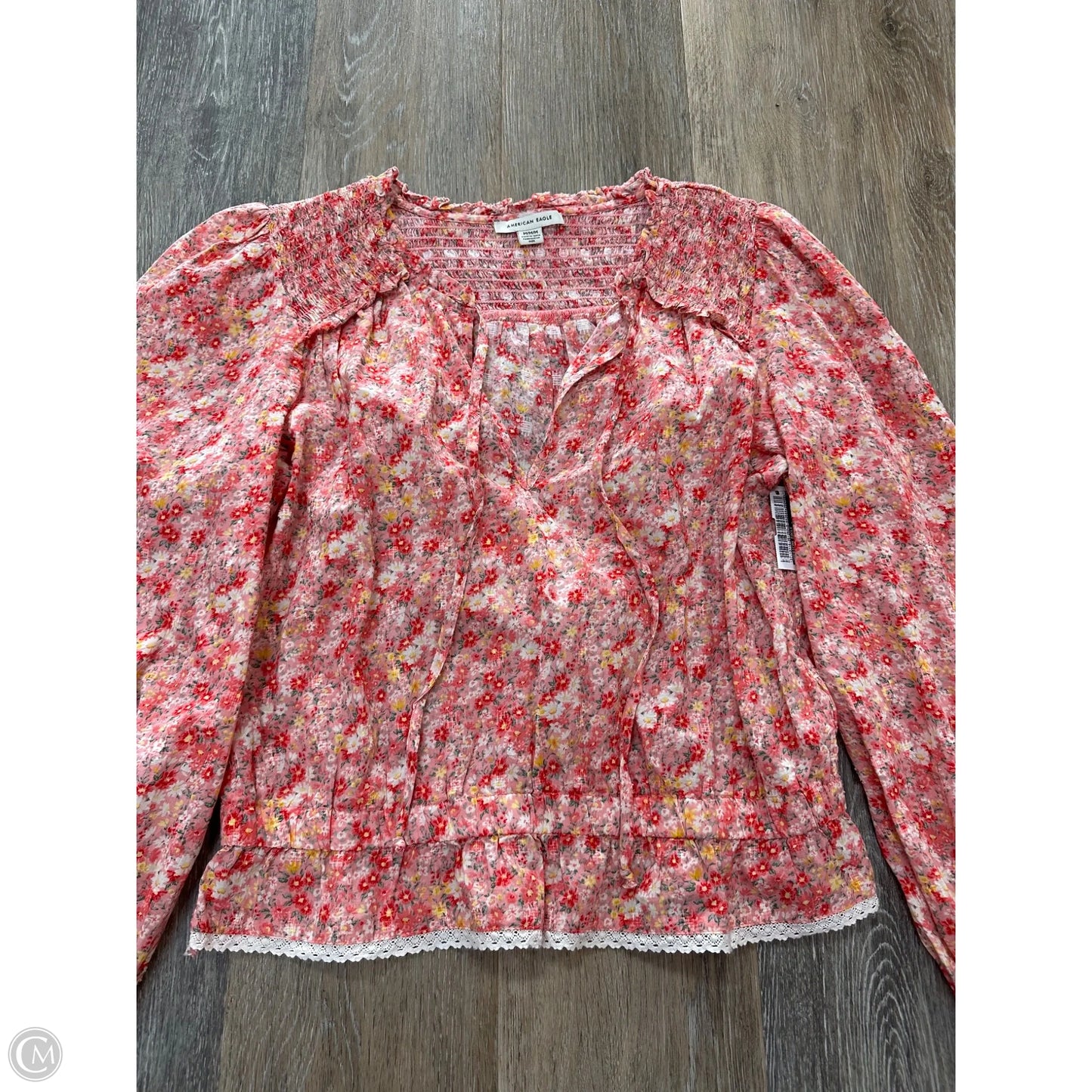 Blouse Long Sleeve By American Eagle In Floral Print, Size: M