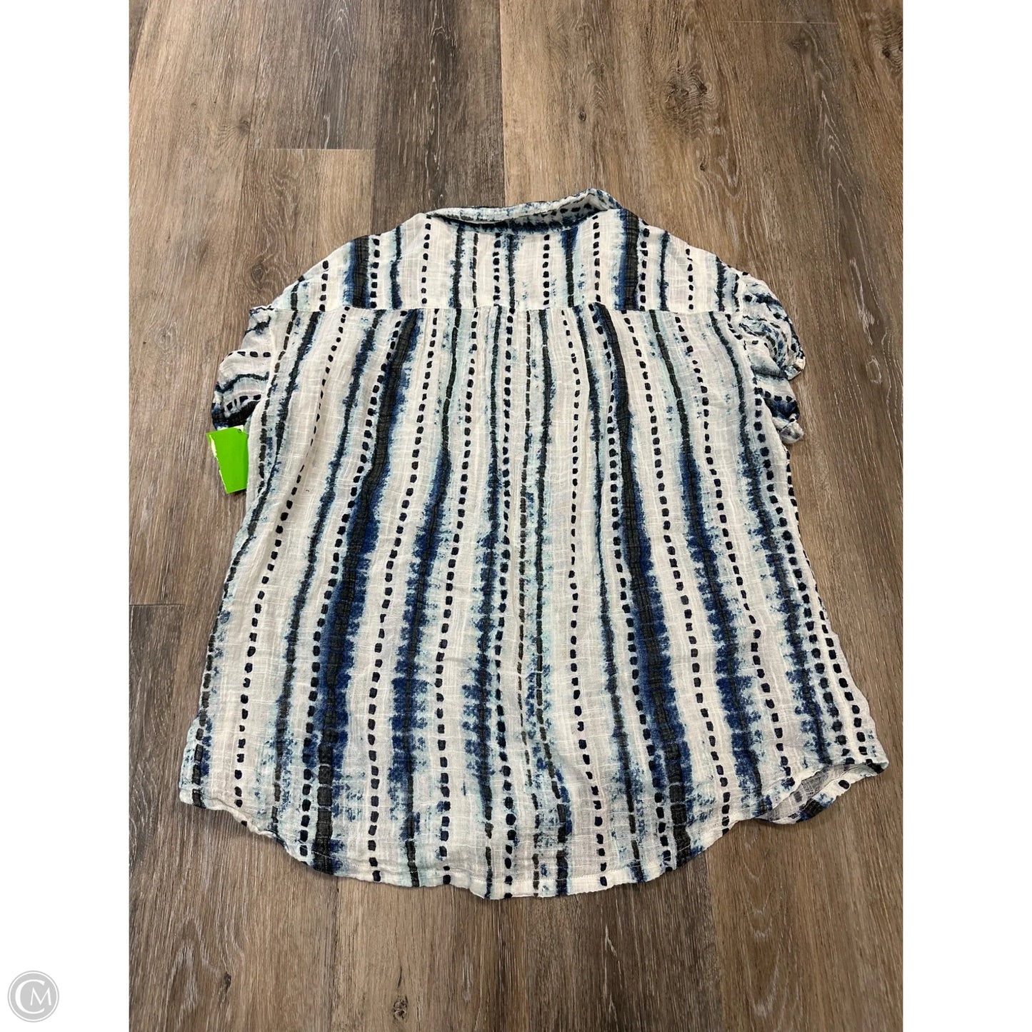 Blouse Short Sleeve By Sundance In Blue & White, Size: L