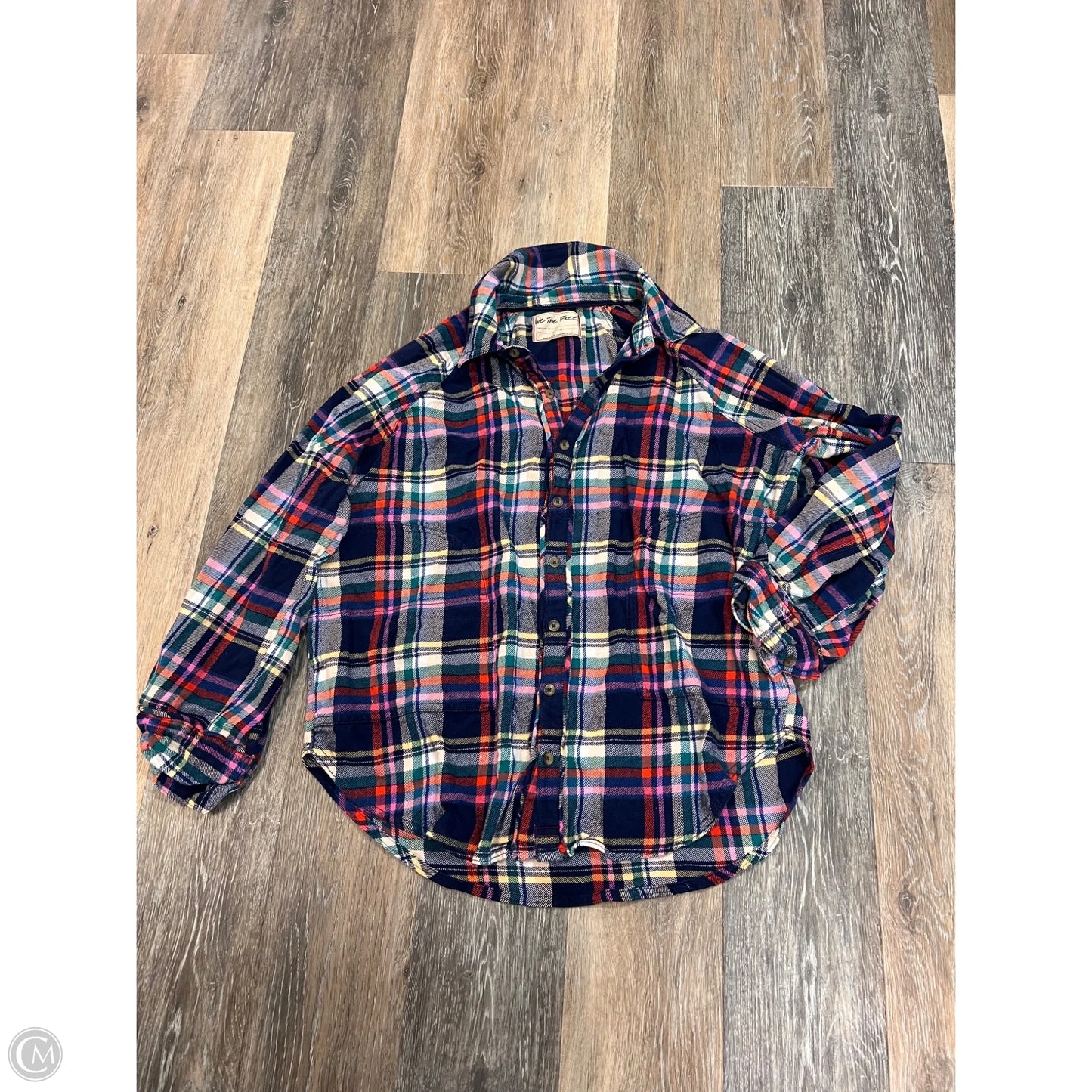 Blouse Long Sleeve By We The Free In Plaid Pattern, Size: S