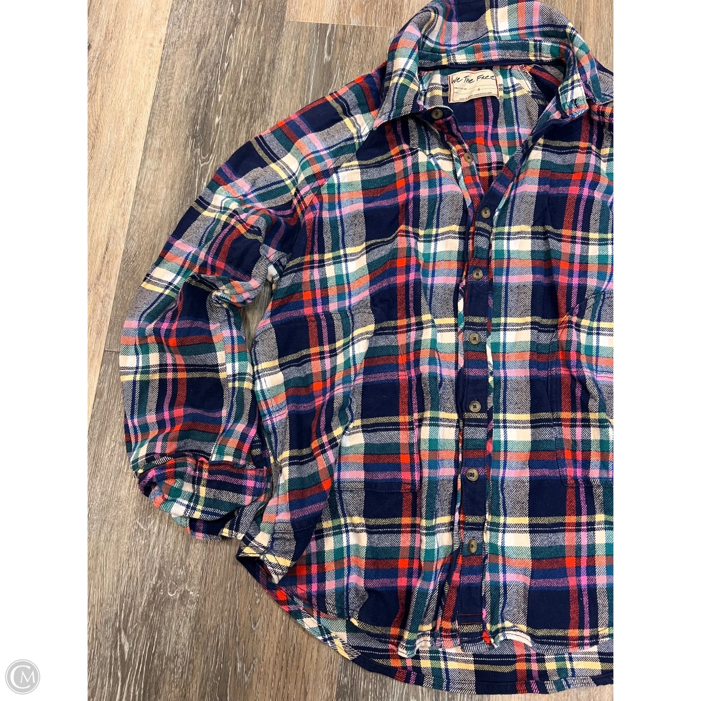 Blouse Long Sleeve By We The Free In Plaid Pattern, Size: S