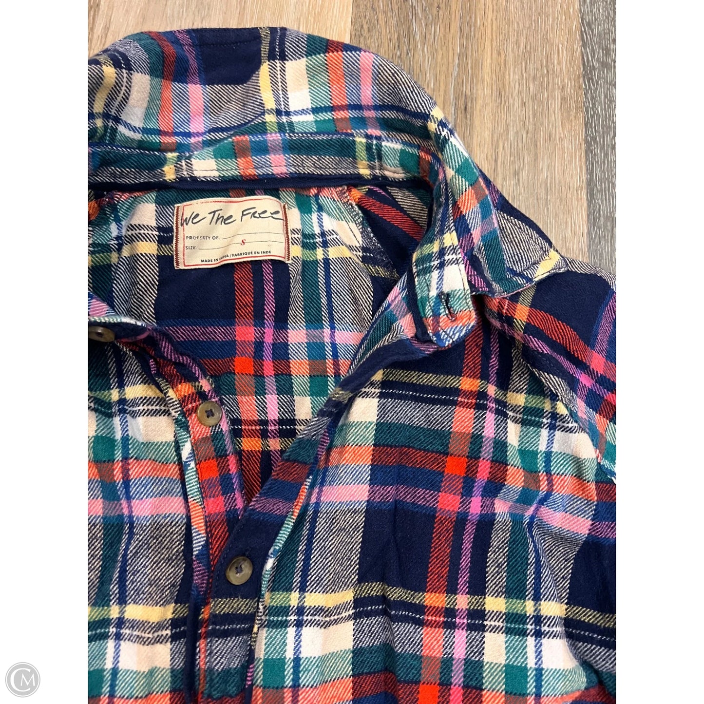 Blouse Long Sleeve By We The Free In Plaid Pattern, Size: S