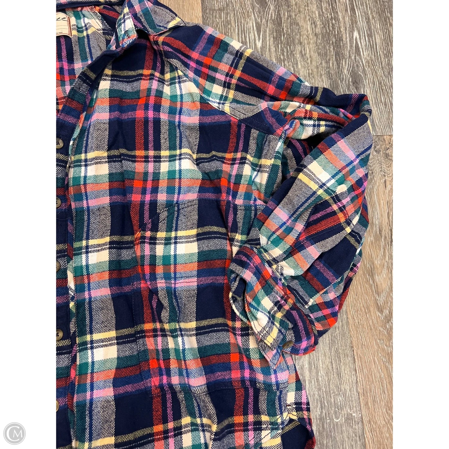 Blouse Long Sleeve By We The Free In Plaid Pattern, Size: S