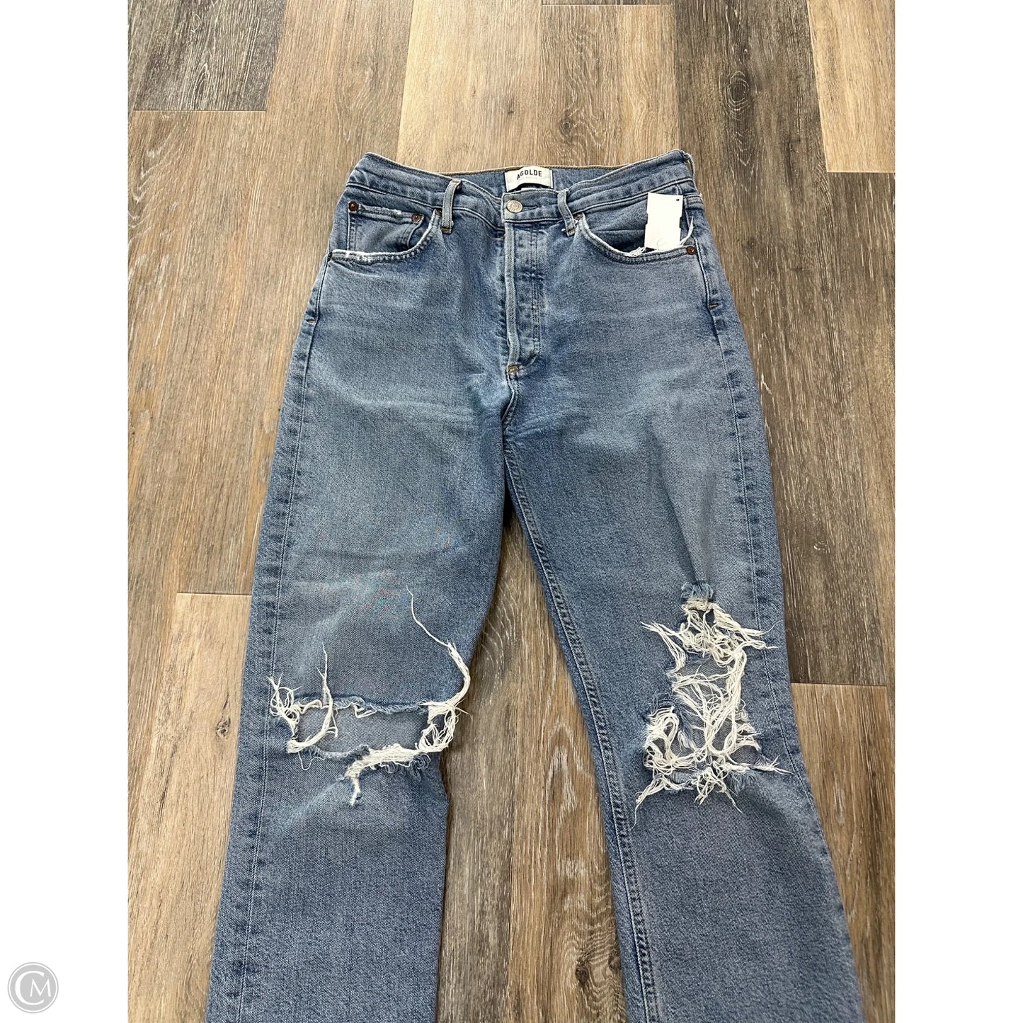 Jeans Straight By Agolde In Blue Denim, Size: 4