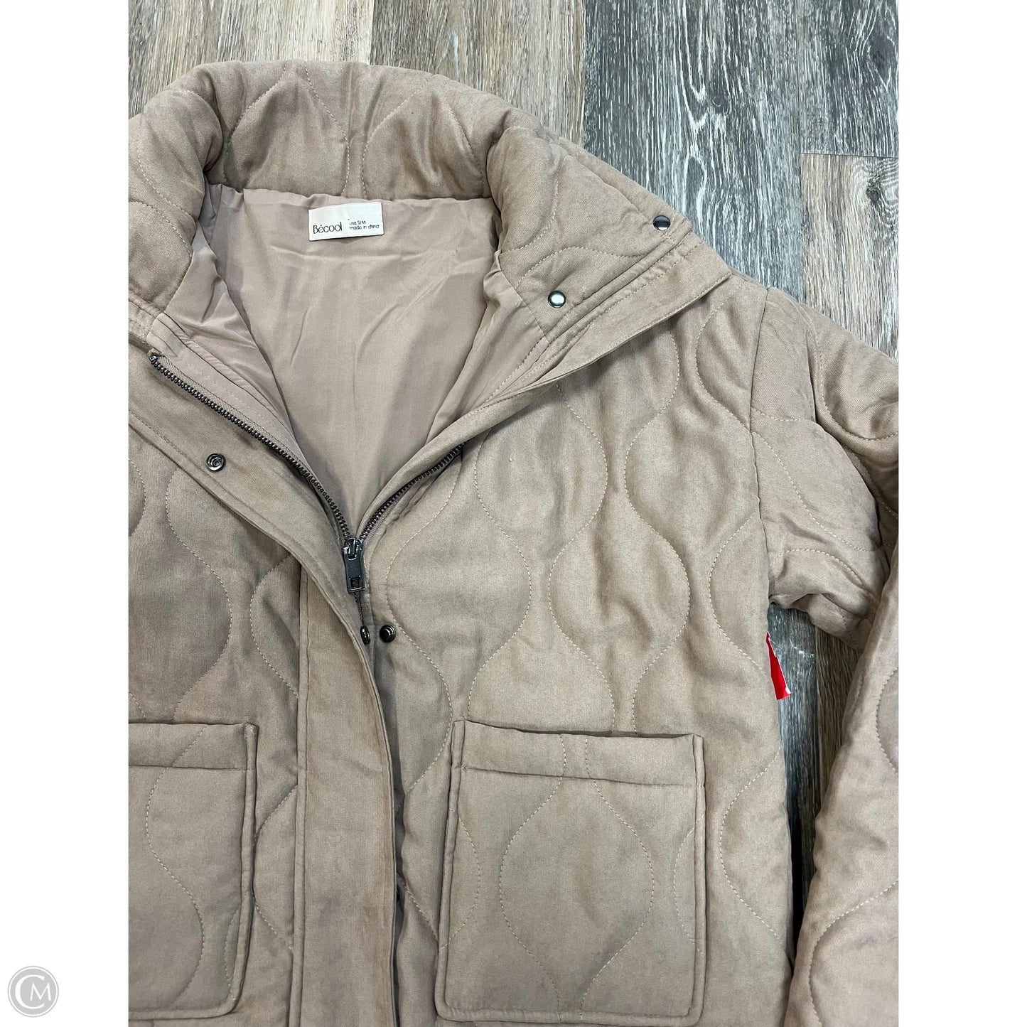 Jacket Puffer & Quilted By Be Cool In Tan, Size: S