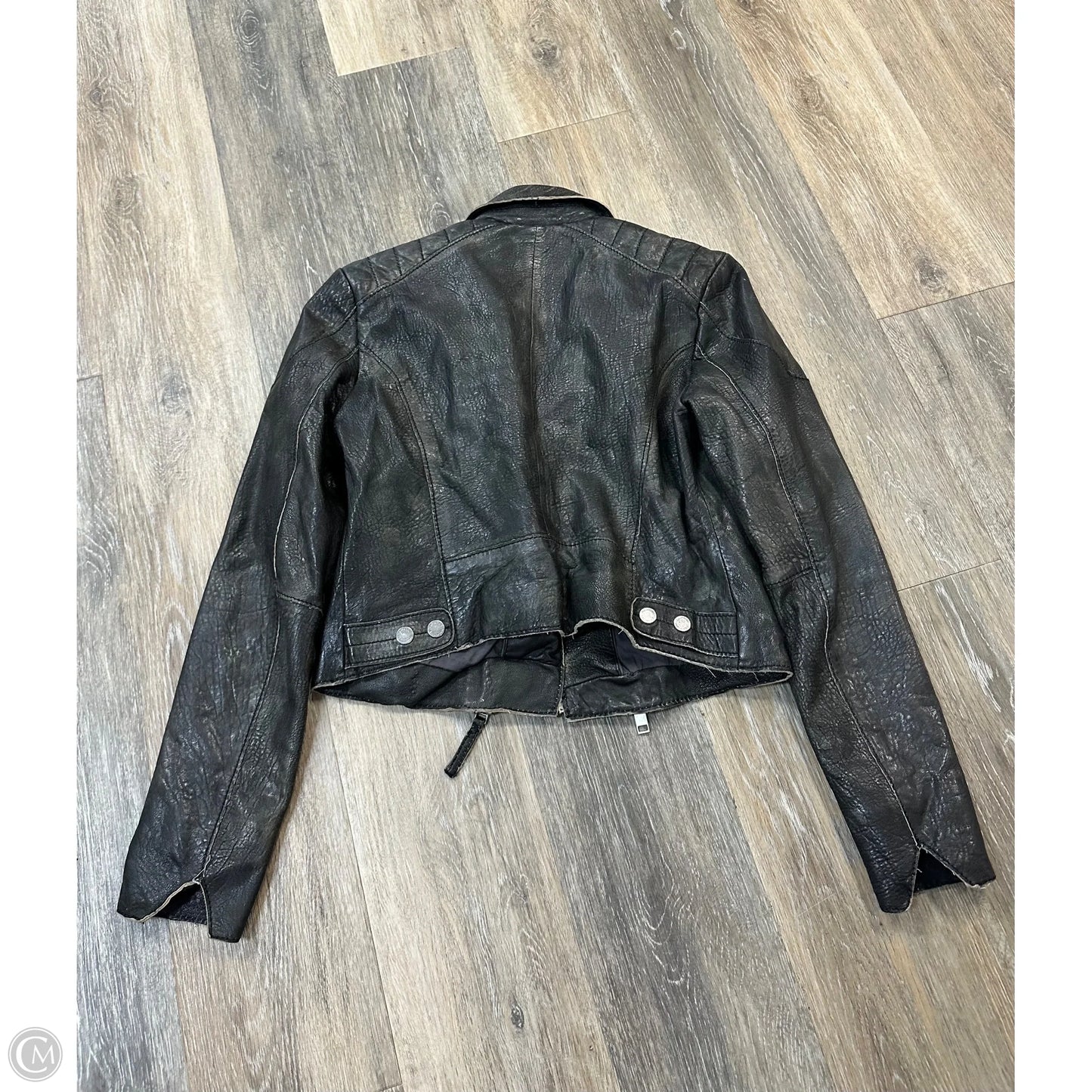 Jacket Moto Leather By Mauritius In Black, Size: S