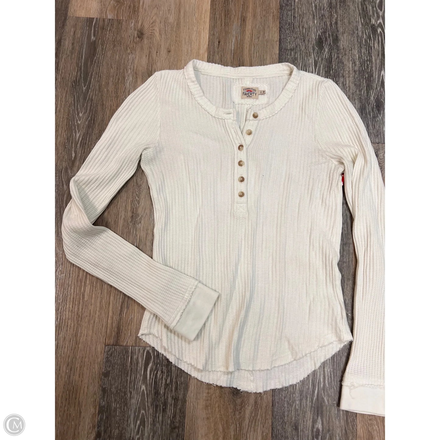Top Long Sleeve By Faherty In White, Size: S