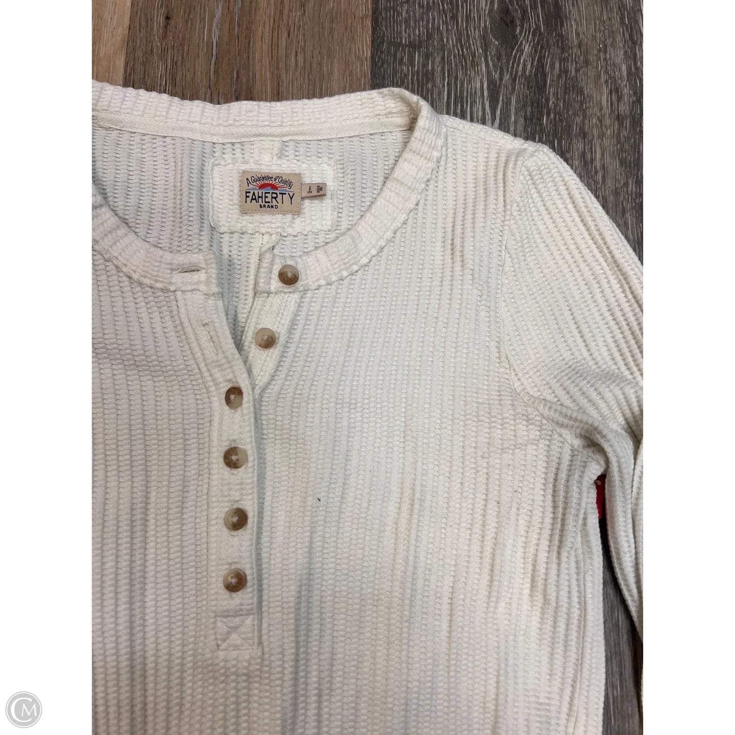Top Long Sleeve By Faherty In White, Size: S
