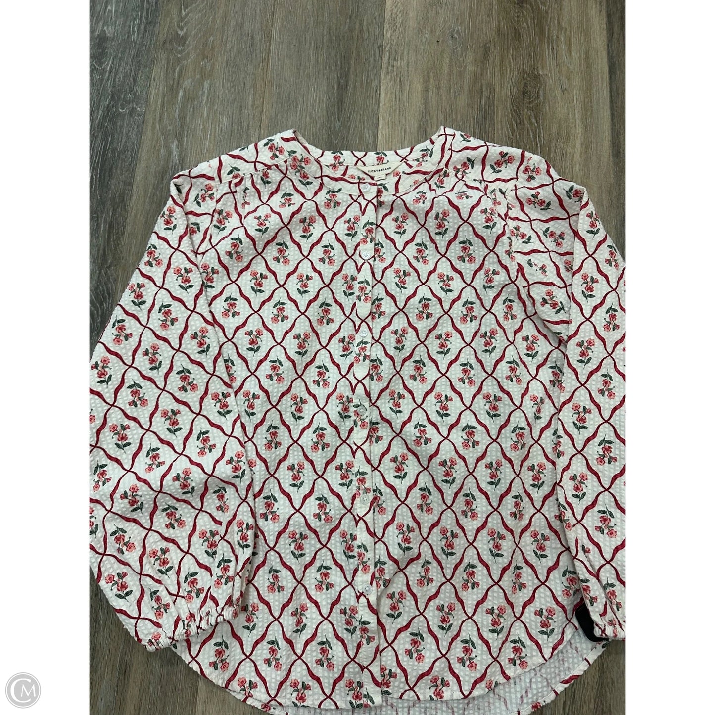 Blouse Long Sleeve By Lucky Brand In White, Size: M