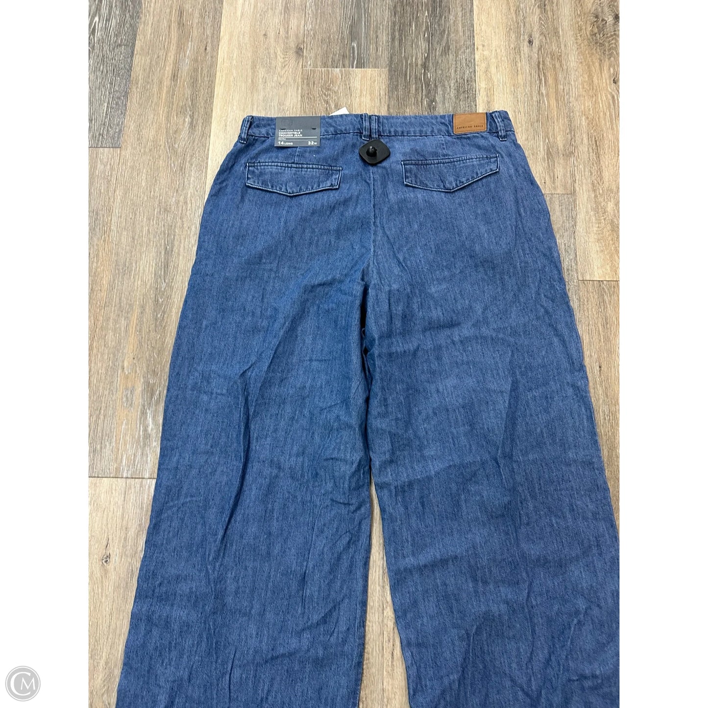 Jeans Wide Leg By American Eagle In Blue Denim, Size: 14l