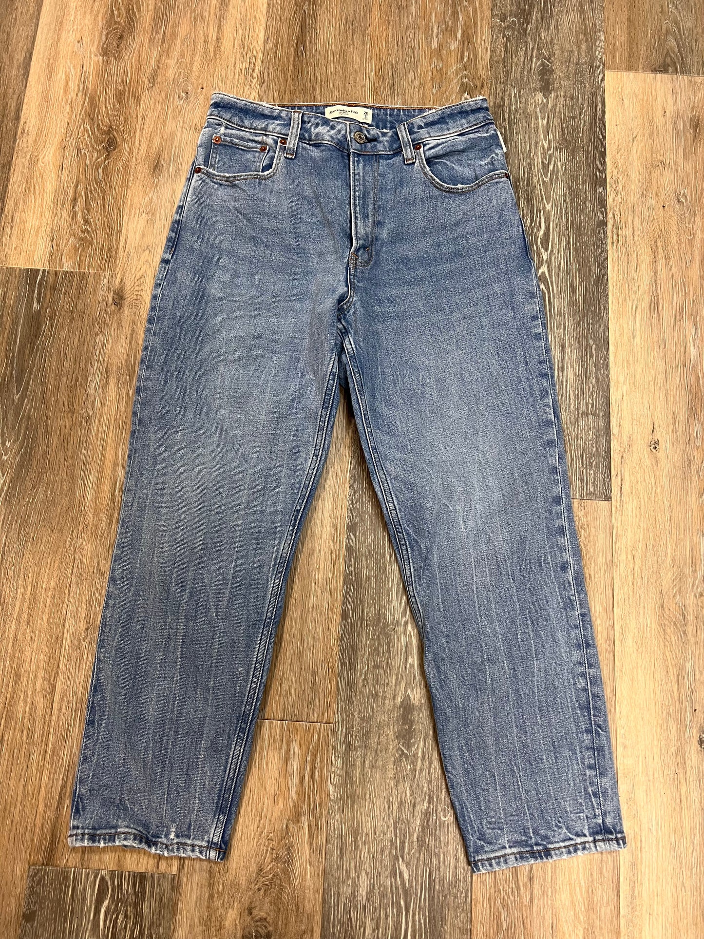 Jeans Straight By Abercrombie And Fitch In Blue Denim, Size: 2/26 Short