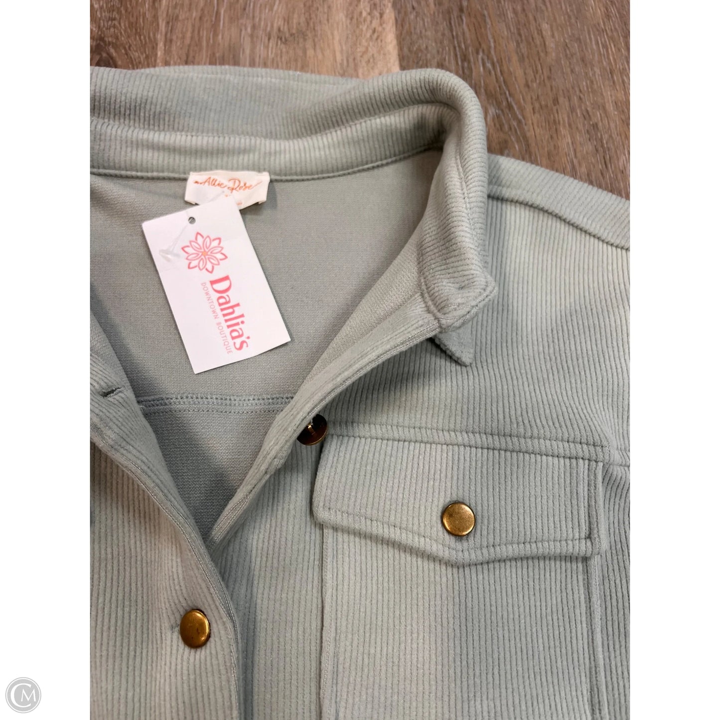 Jacket Shirt By Allie Rose In Green, Size: 1x
