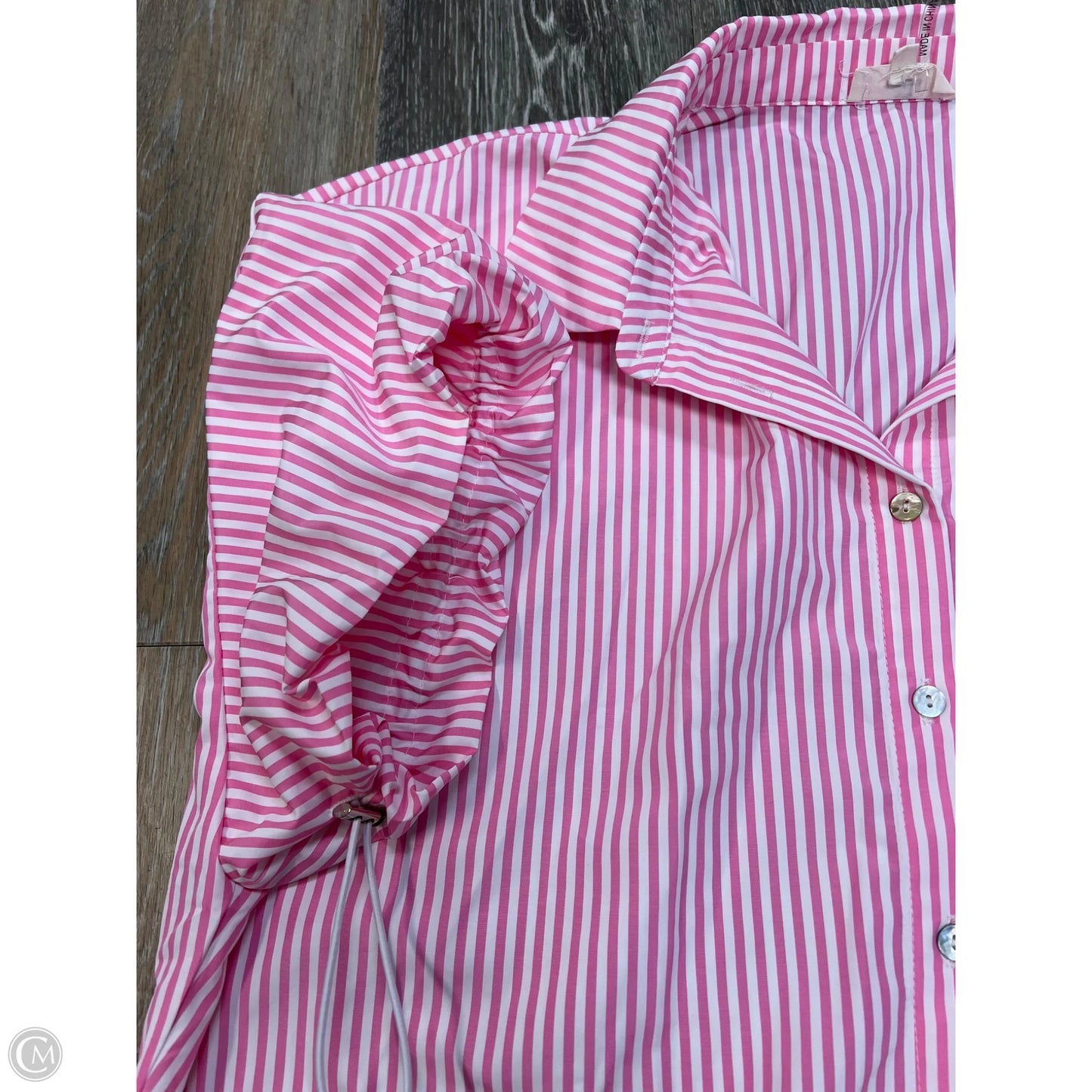 Blouse Short Sleeve By Entro In Striped Pattern, Size: L