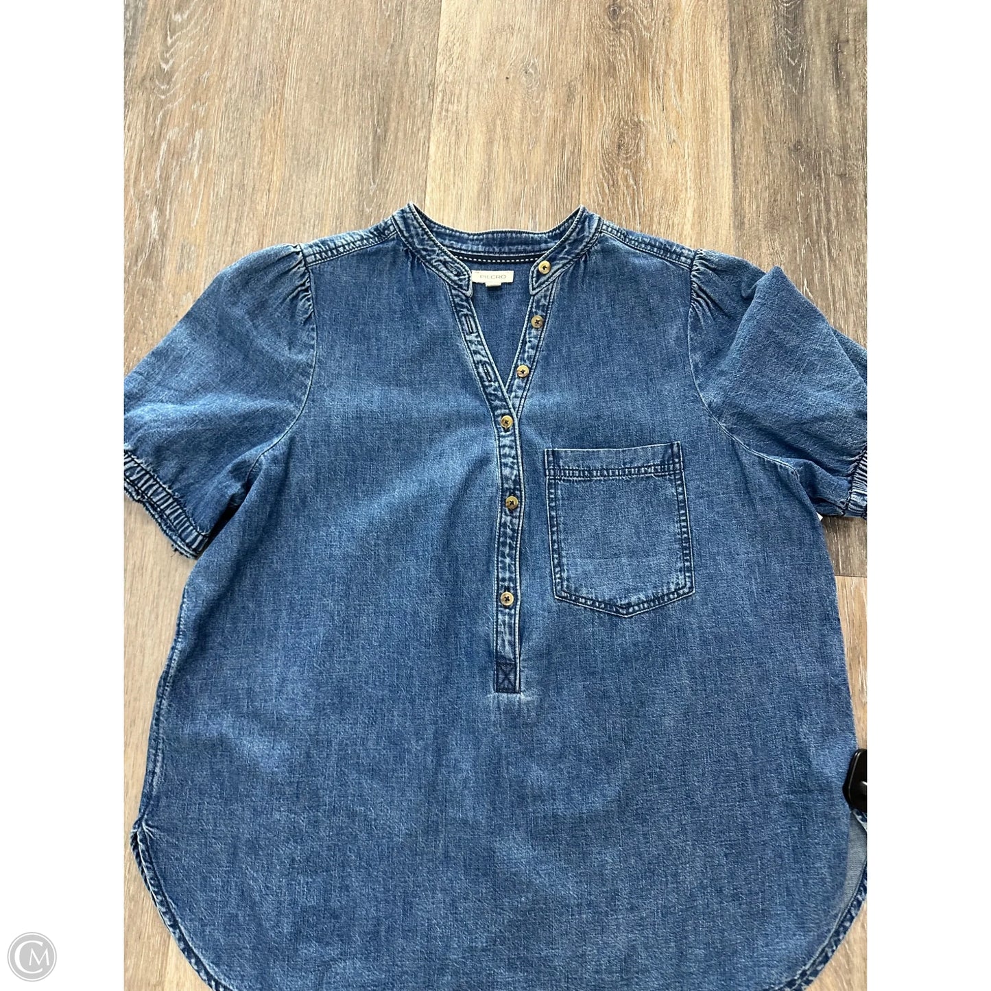 Blouse Short Sleeve By Pilcro In Blue Denim, Size: L
