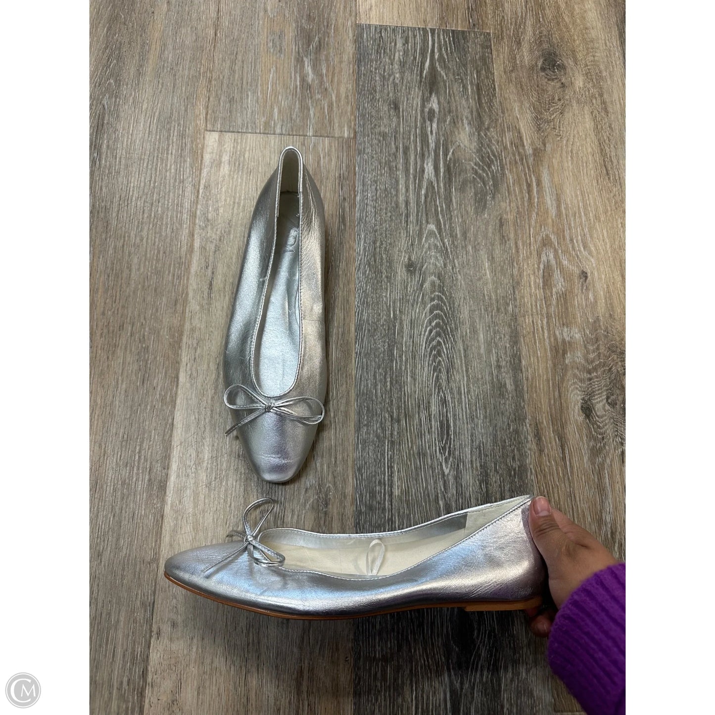Shoes Flats By Zara In Silver, Size: 8.5